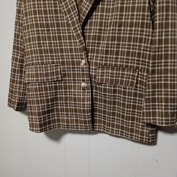 Urban threads  NWT ladies sport jacket. Brown plaid. Size 8. - Picture 3 of 12